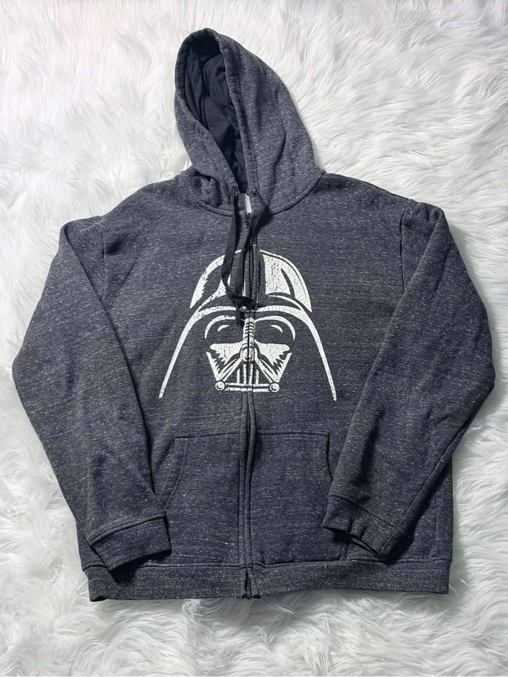 💎 Star Wars Darth Vader Full Zip Hoodie Jacket Heather Charcoal Gray Mens 2XL